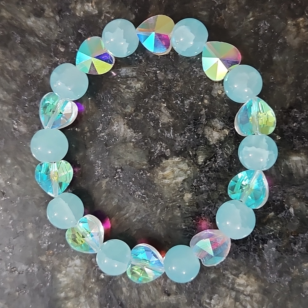 Handmade Burma Jade And Adabele Austrian Glass Crystal Beaded Bracelet